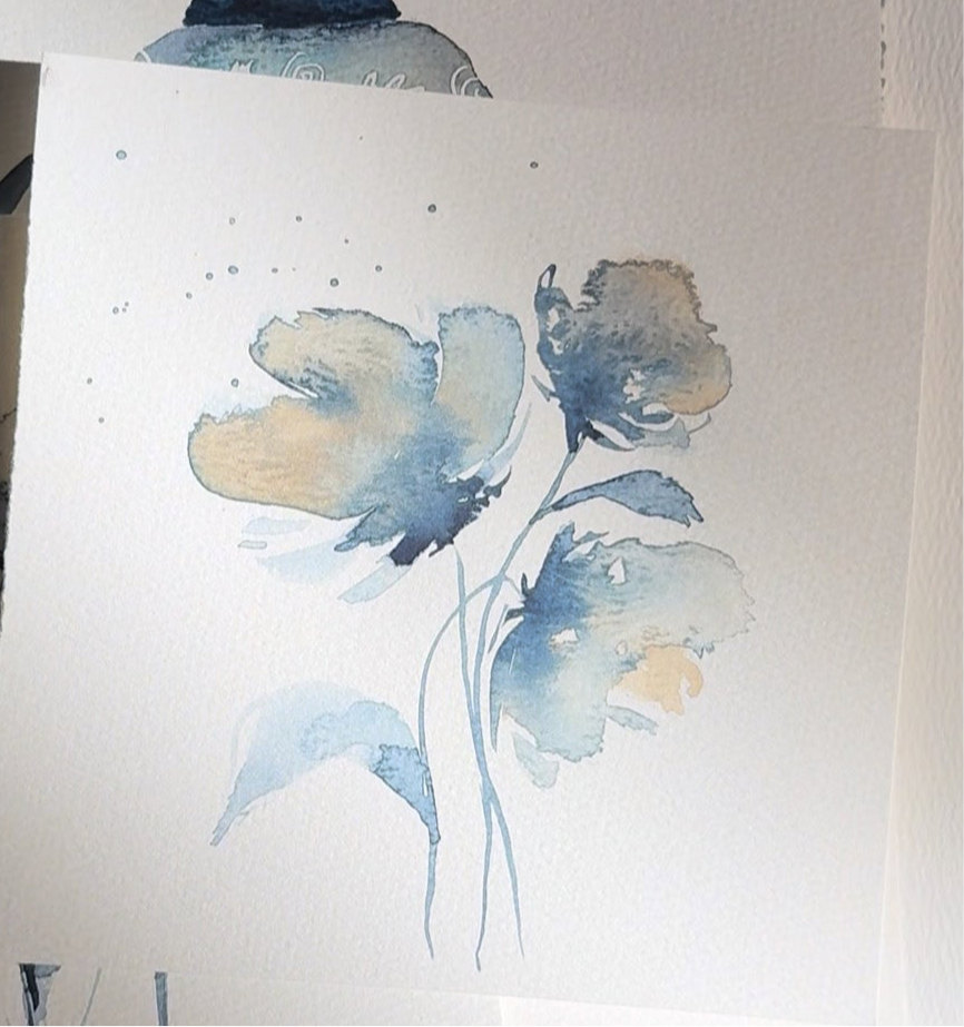 Watercolor Painting "Unfolding Between Moments"