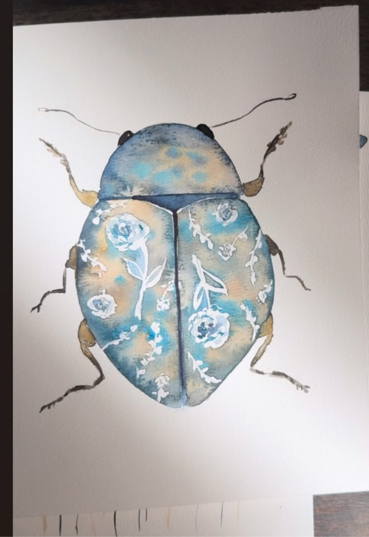 Watercolor Painting "Among the Blossoms"
