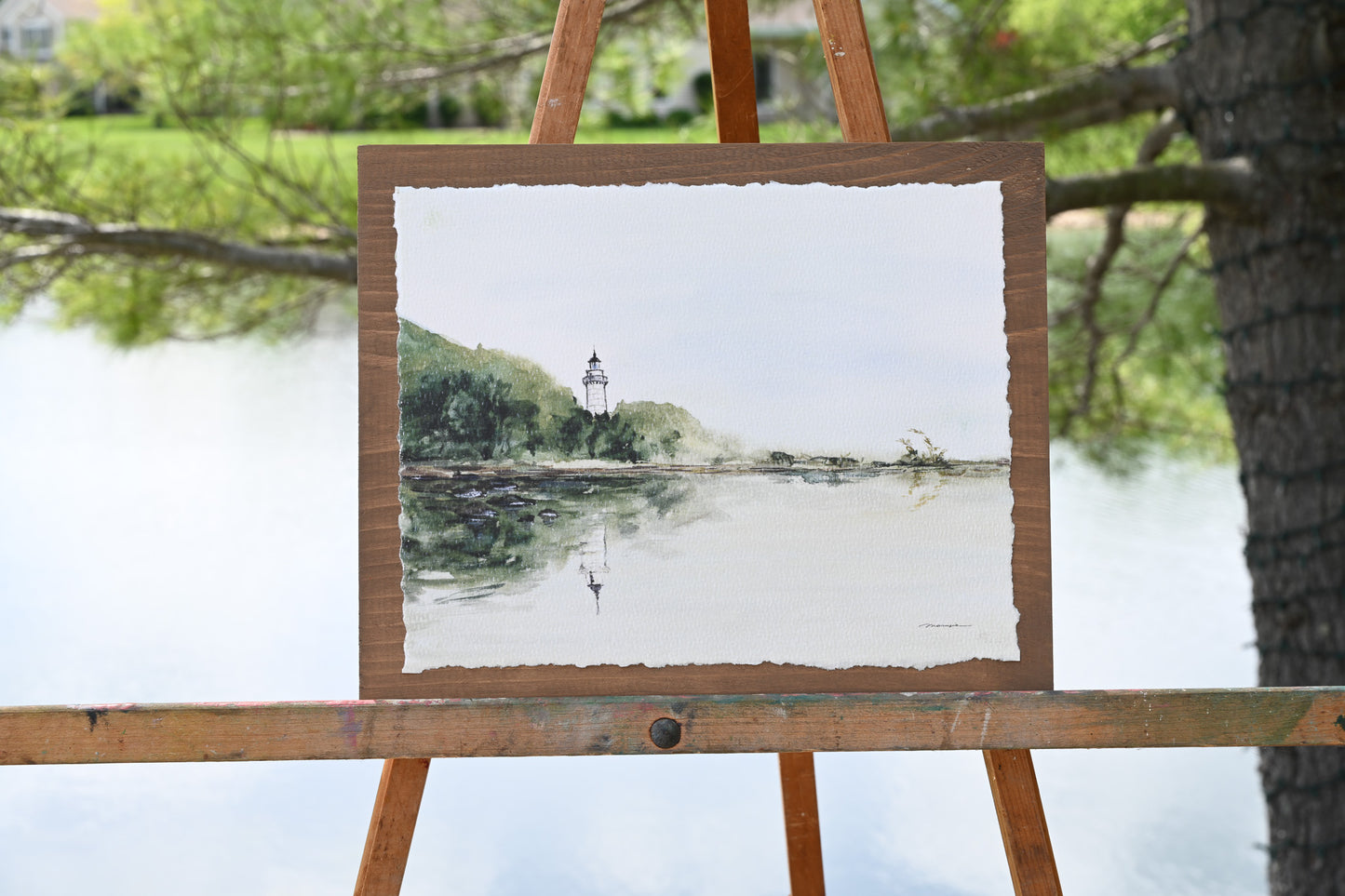Watercolor print mounted on wood plaque