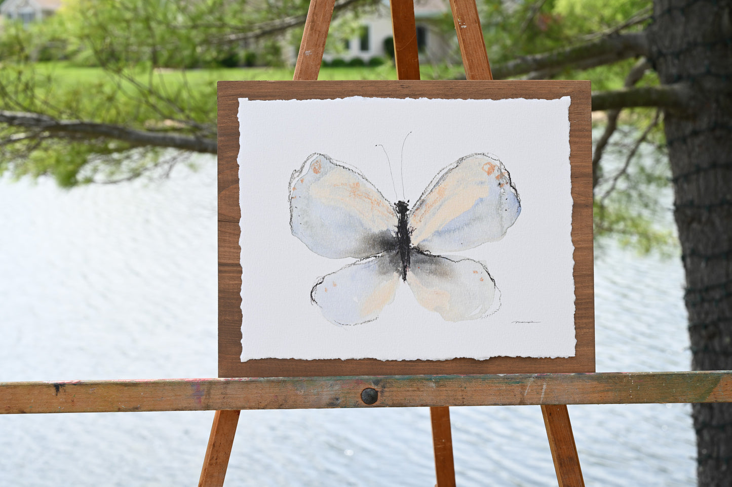Watercolor print mounted on wood plaque
