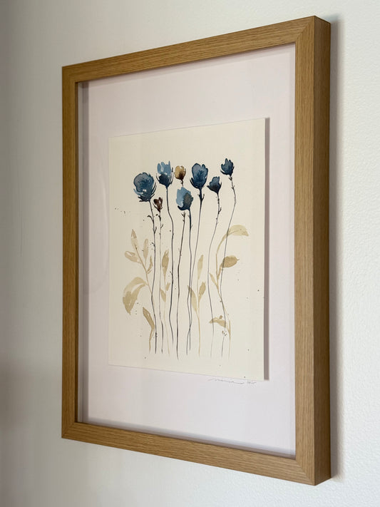 Watercolor Painting "Between The Flowers"