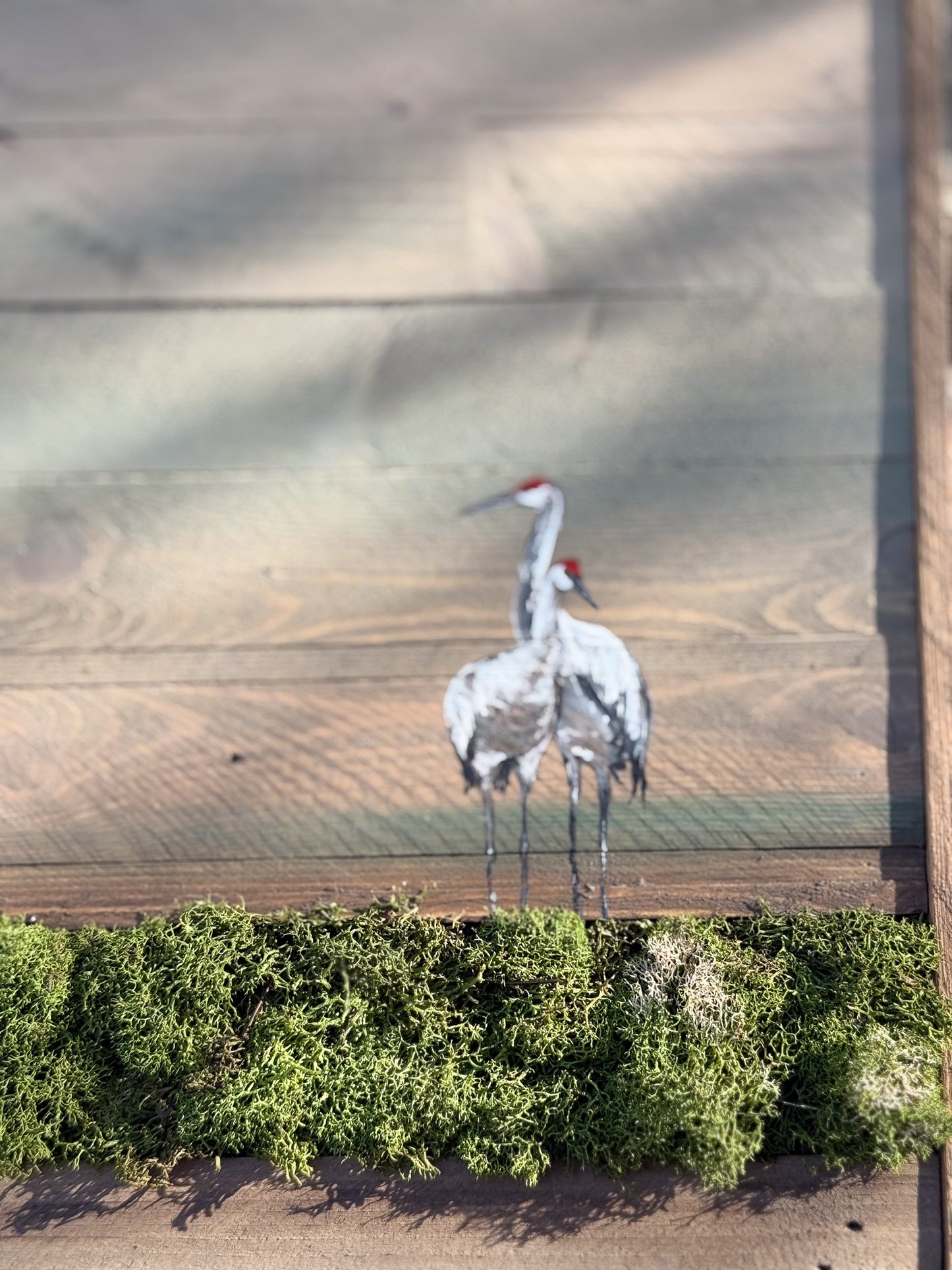 Wood Landscape "Sandhill Cranes at Dusk"