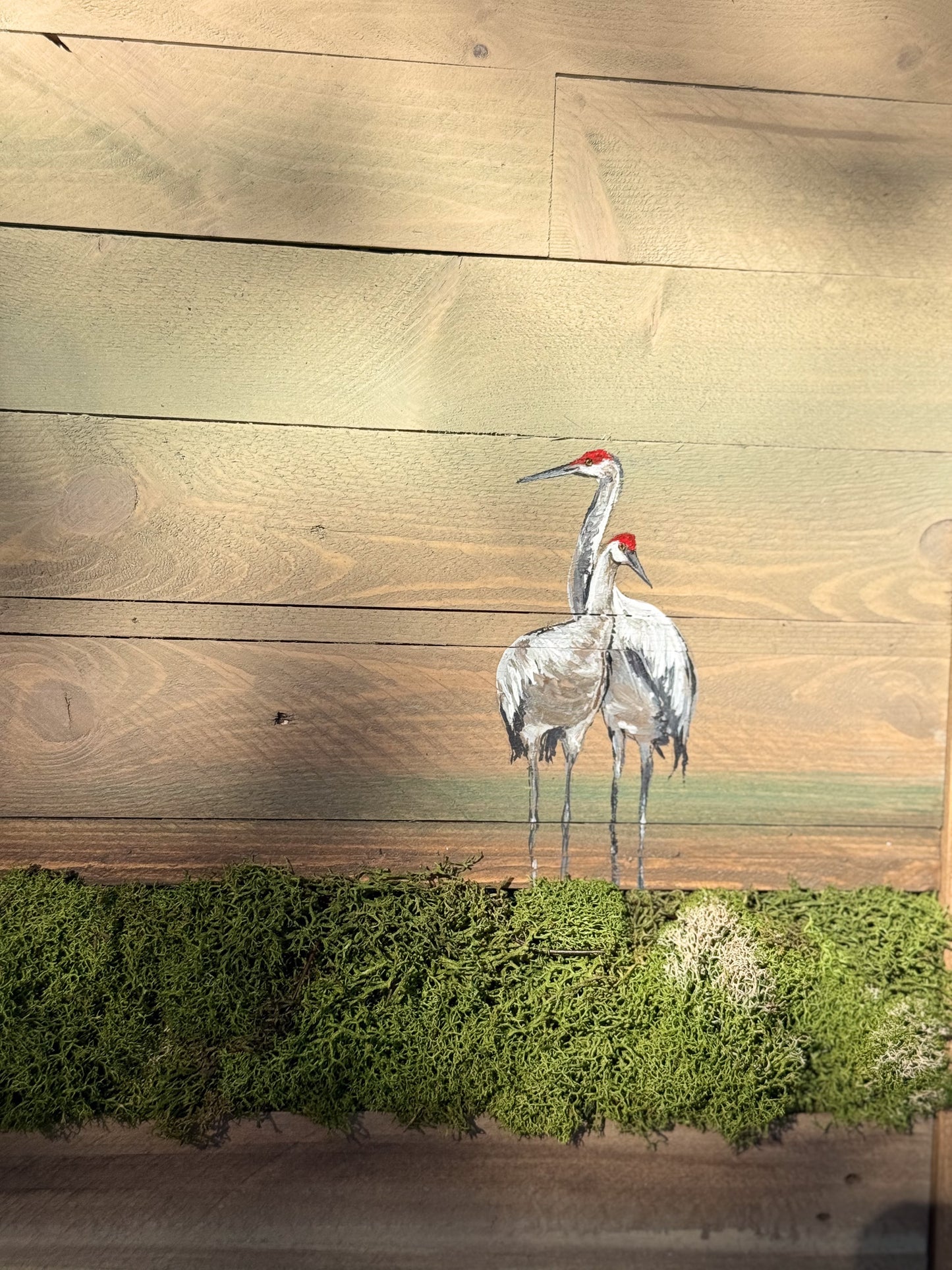 Wood Landscape "Sandhill Cranes at Dusk"