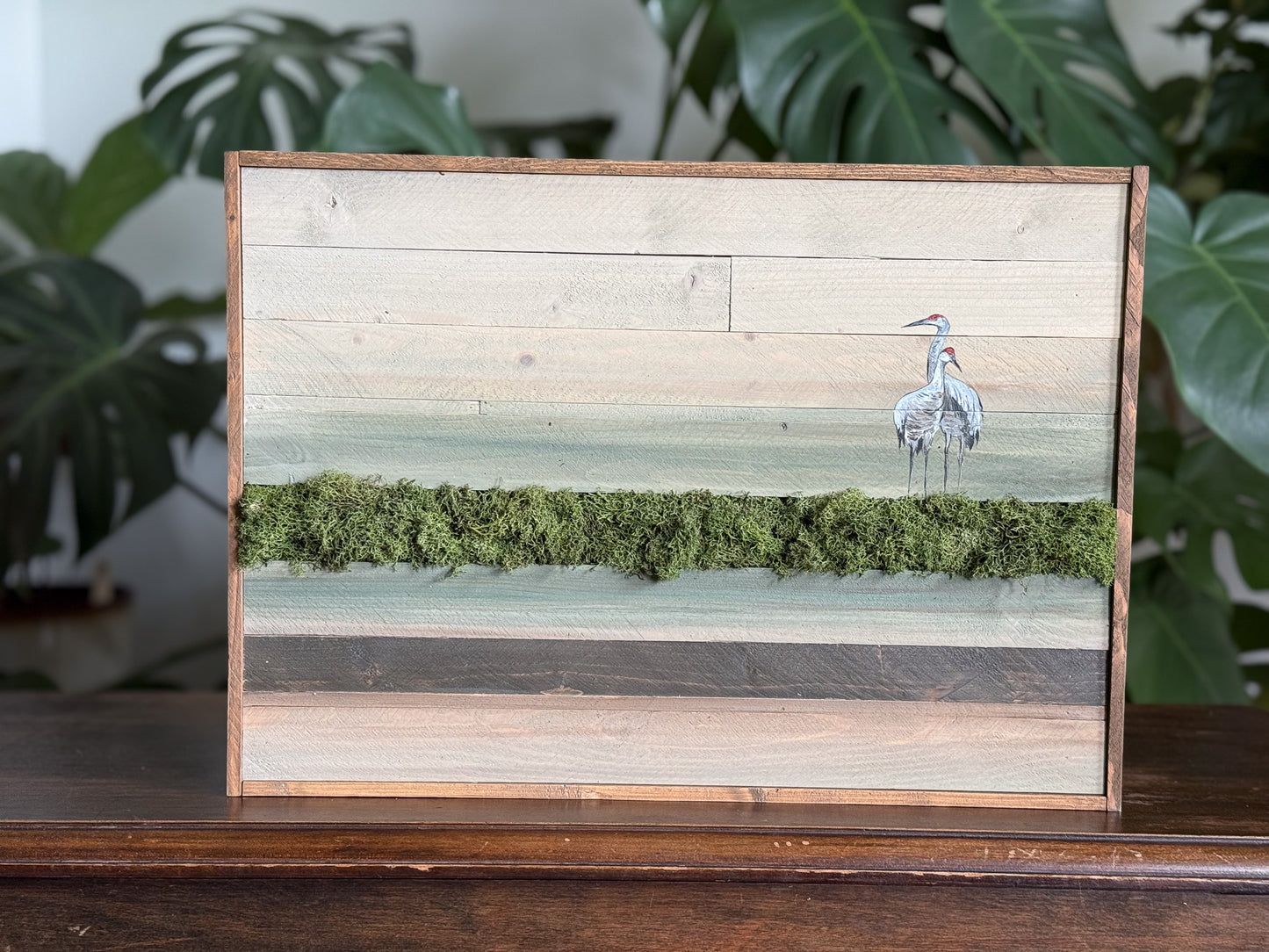 Wood Landscape "Sandhill Cranes in the Marsh"