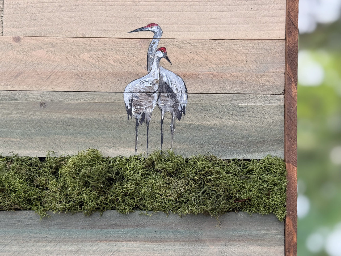 Wood Landscape "Sandhill Cranes in the Marsh"