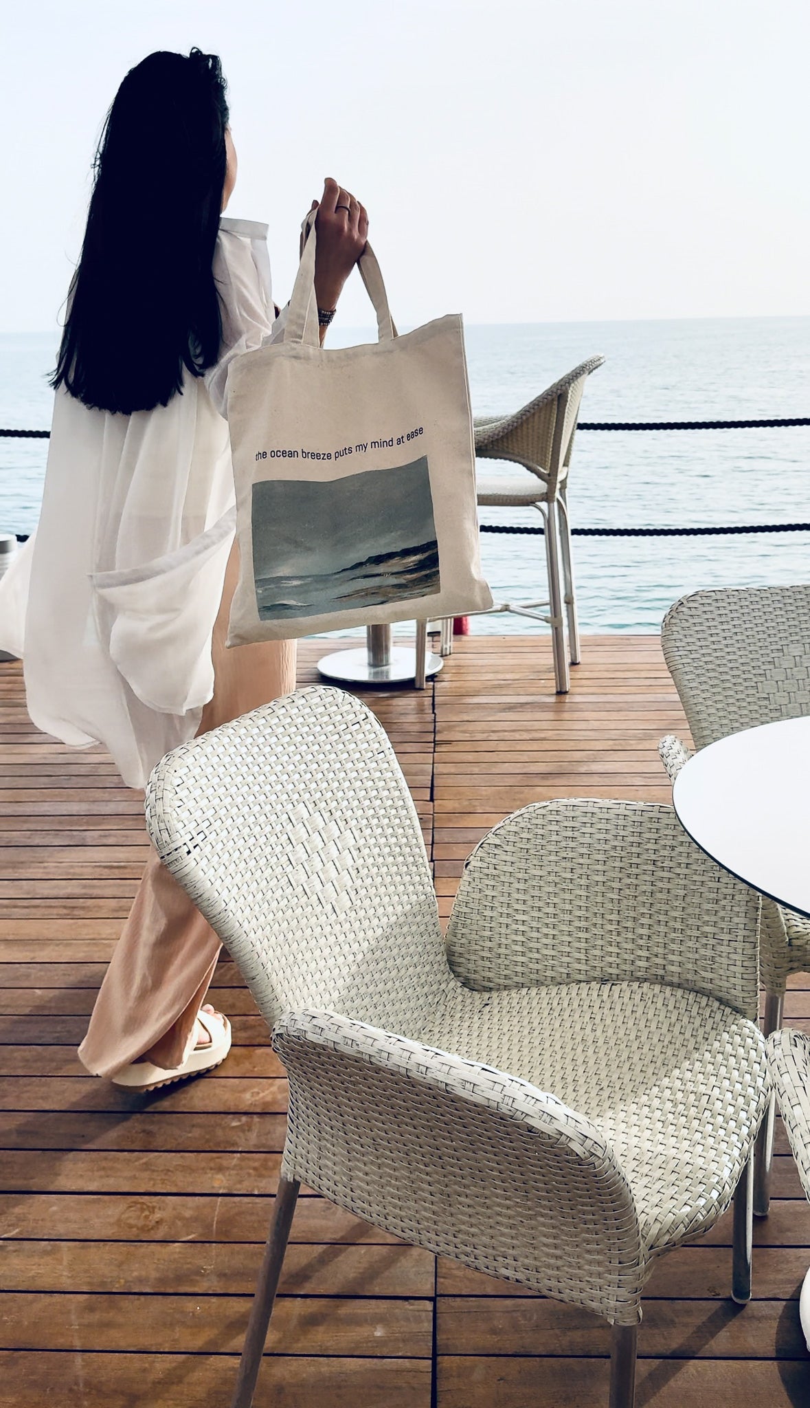 Ocean Breeze Cotton Canvas Tote Bag