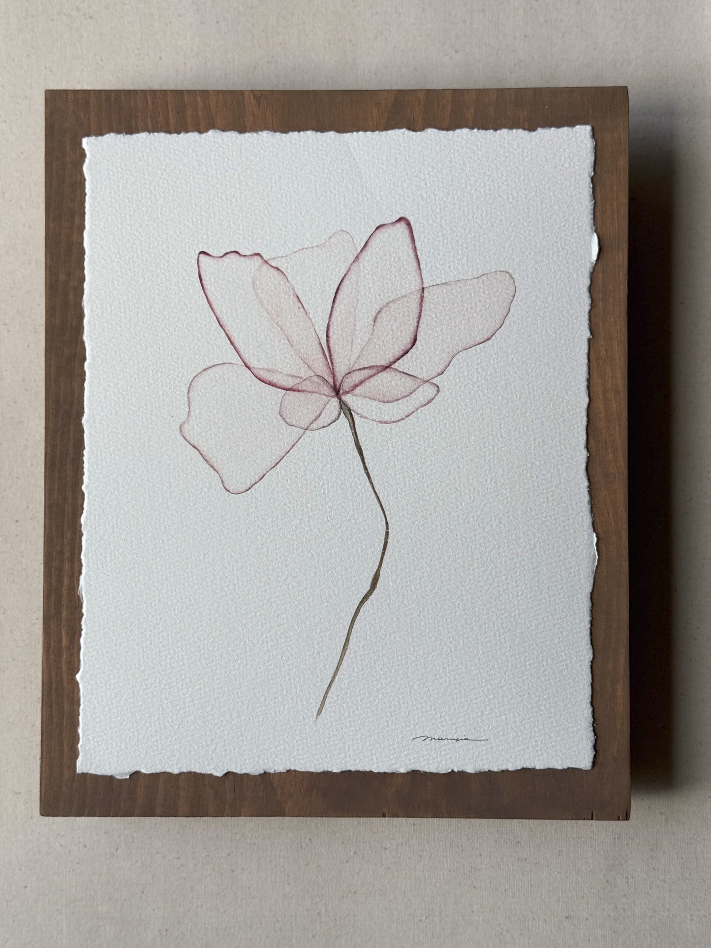 Watercolor print mounted on wood plaque