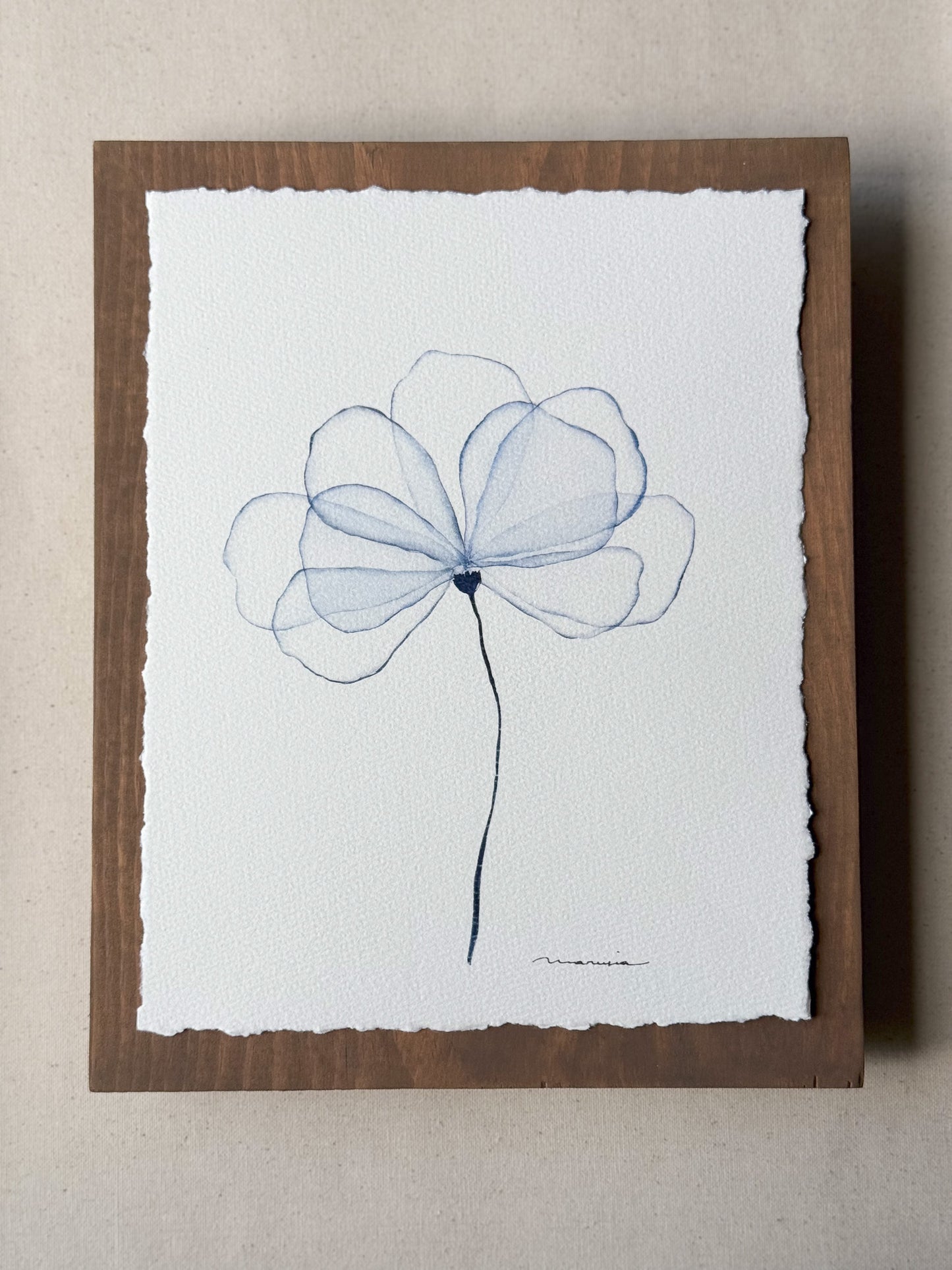 Watercolor print mounted on wood plaque