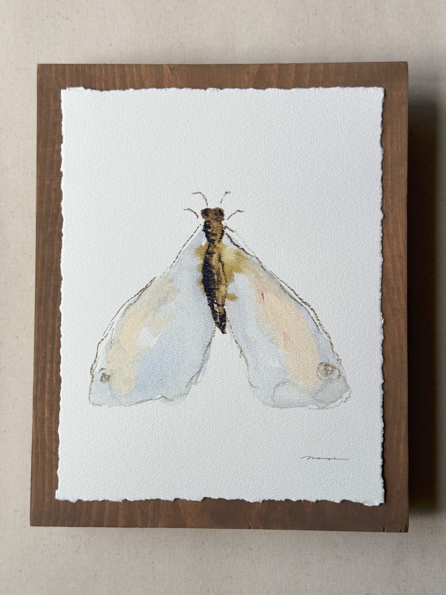Watercolor print mounted on wood plaque