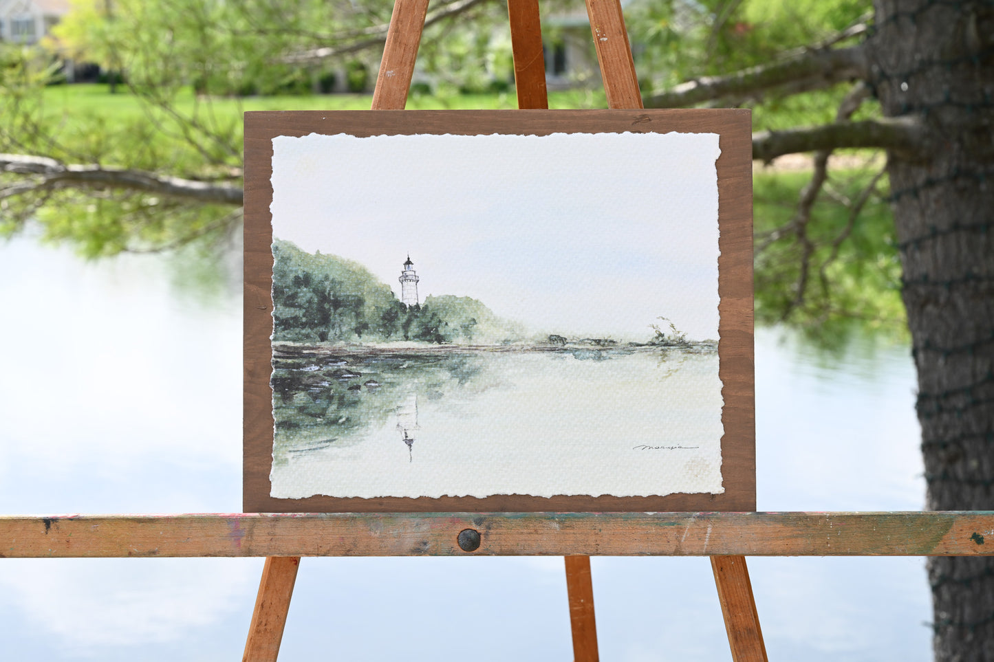 Lighthouse Reflection. Watercolor print