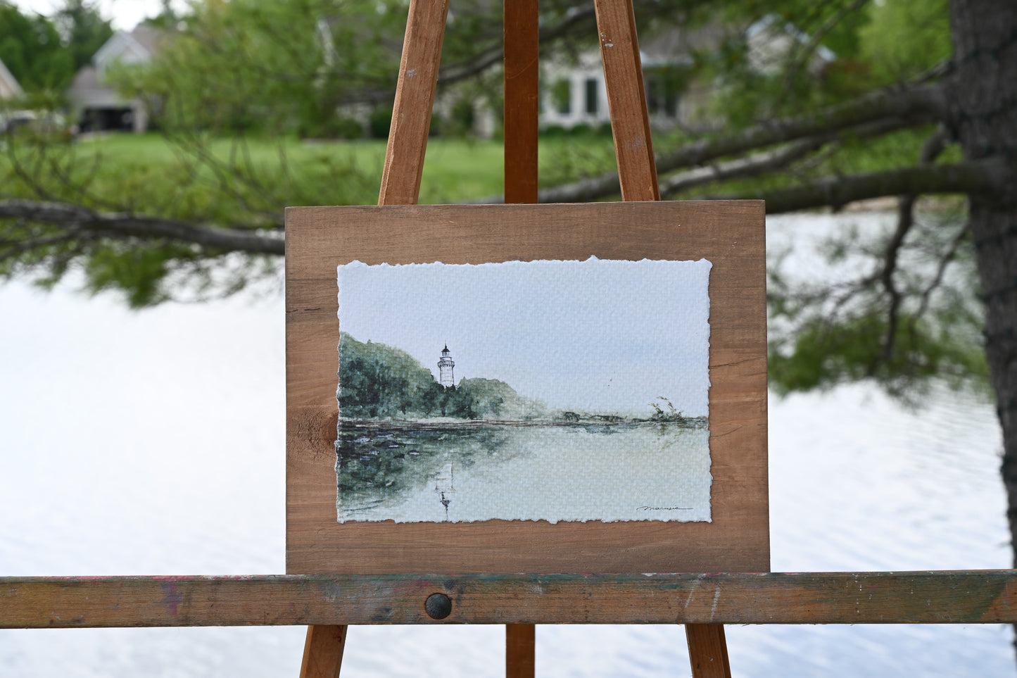 Lighthouse Reflection. Watercolor print