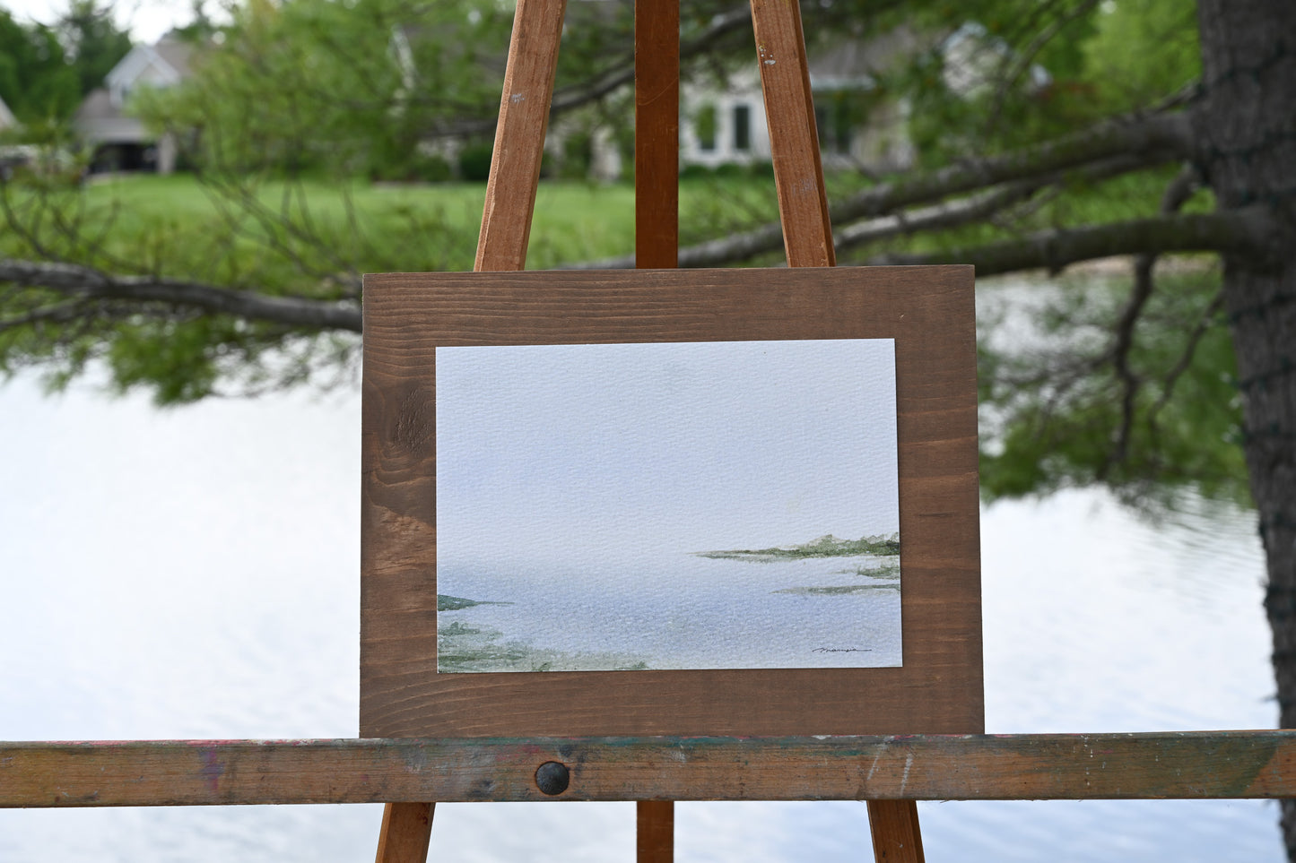 Watercolor print mounted on wood plaque