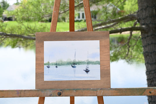 Peaceful Marina. Watercolor print