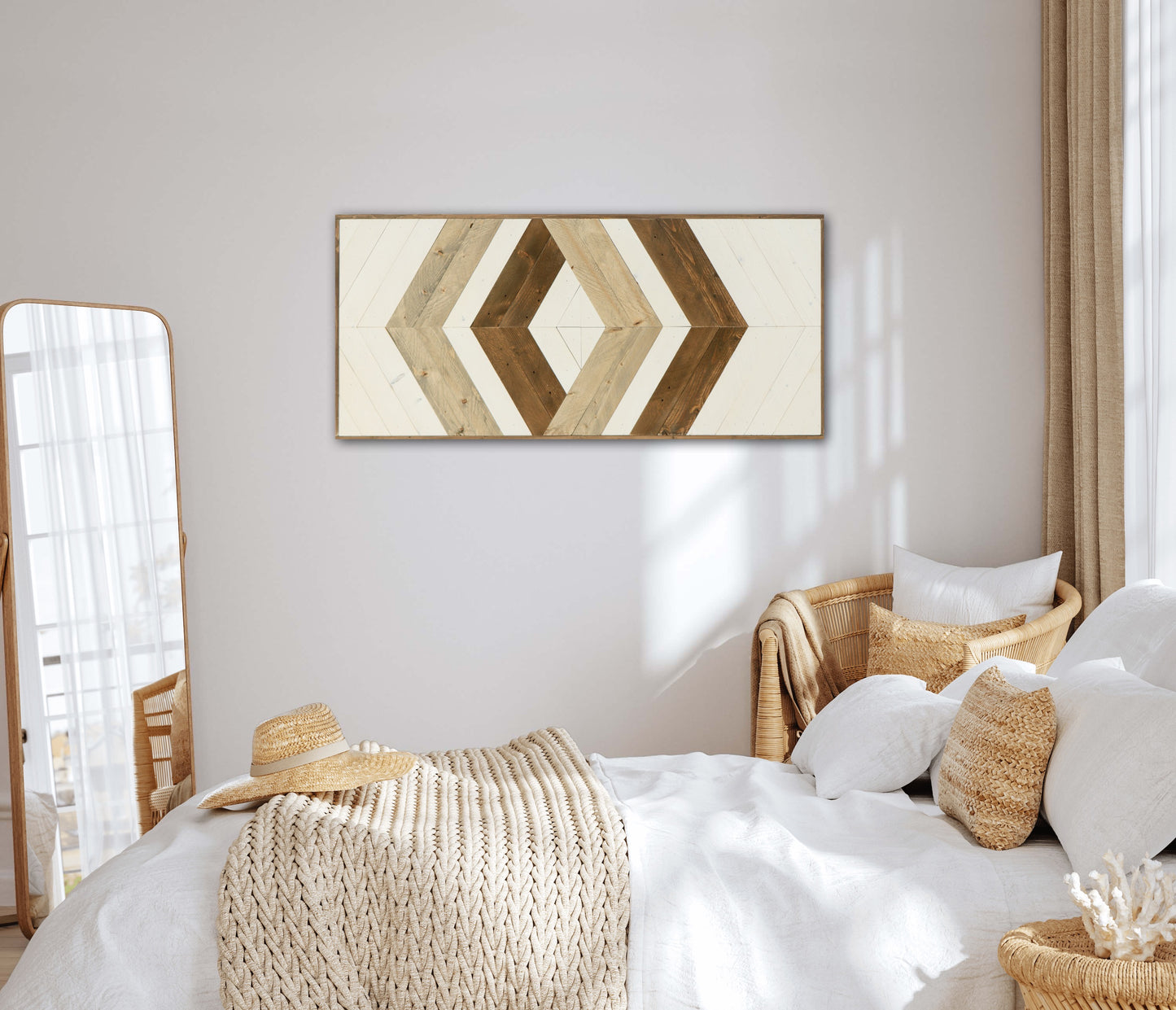 Wood Sculpture Wall Art "Geometric Whispers"