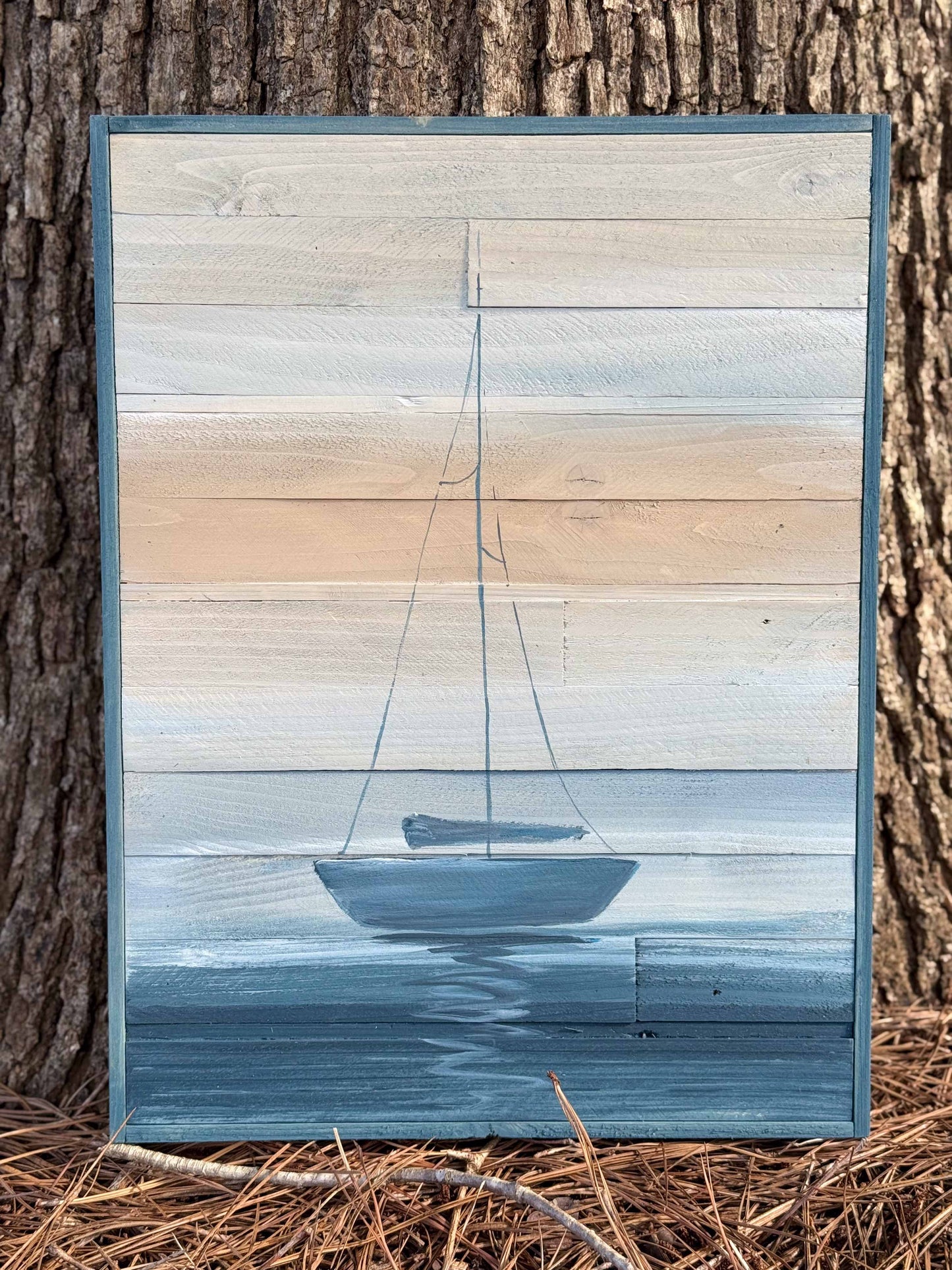 Wood Landscape "Morning Harbor"