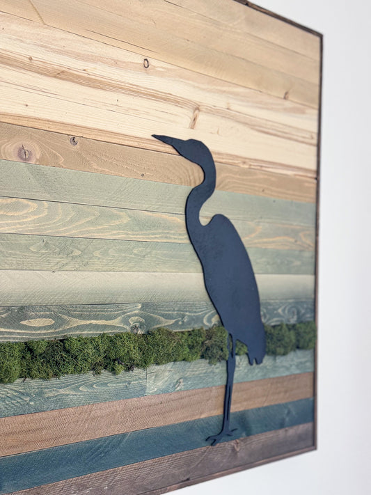 Wood Mosaic "Heron’s Retreat"