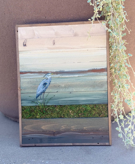 Wood Landscape "Great Blue Heron"