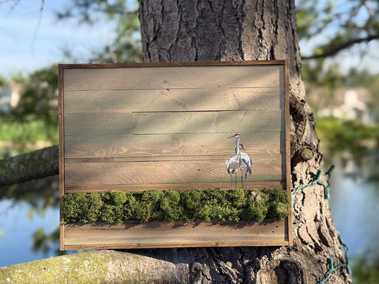 Wood Landscape "Sandhill Cranes at Dusk"