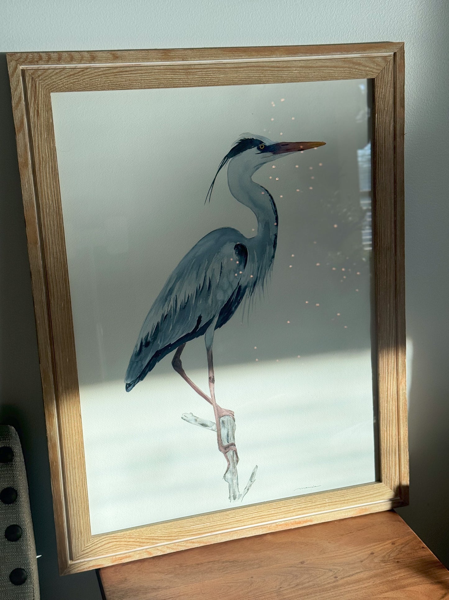 Great Blue Heron. Original watercolor painting