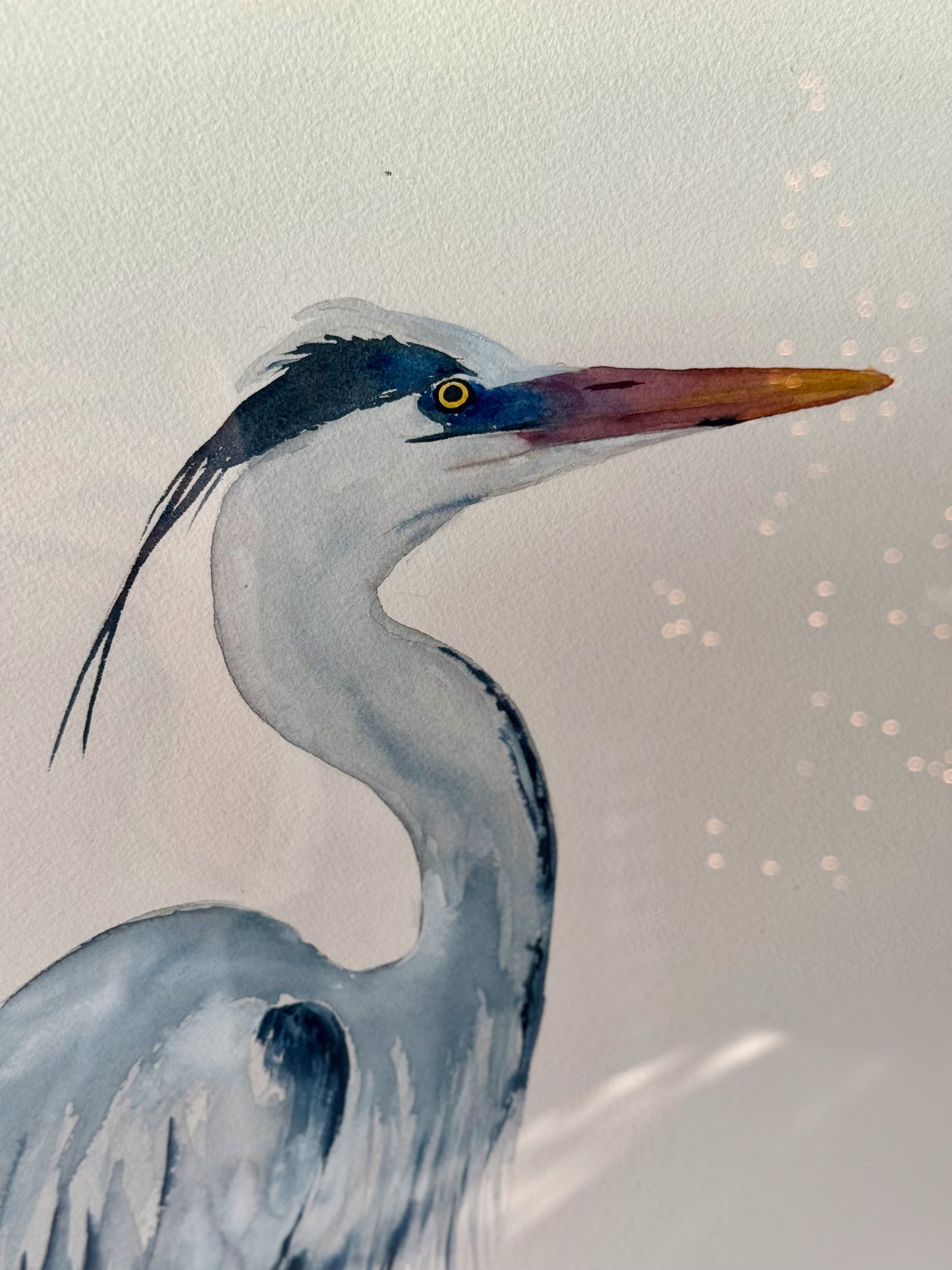 Great Blue Heron. Original watercolor painting