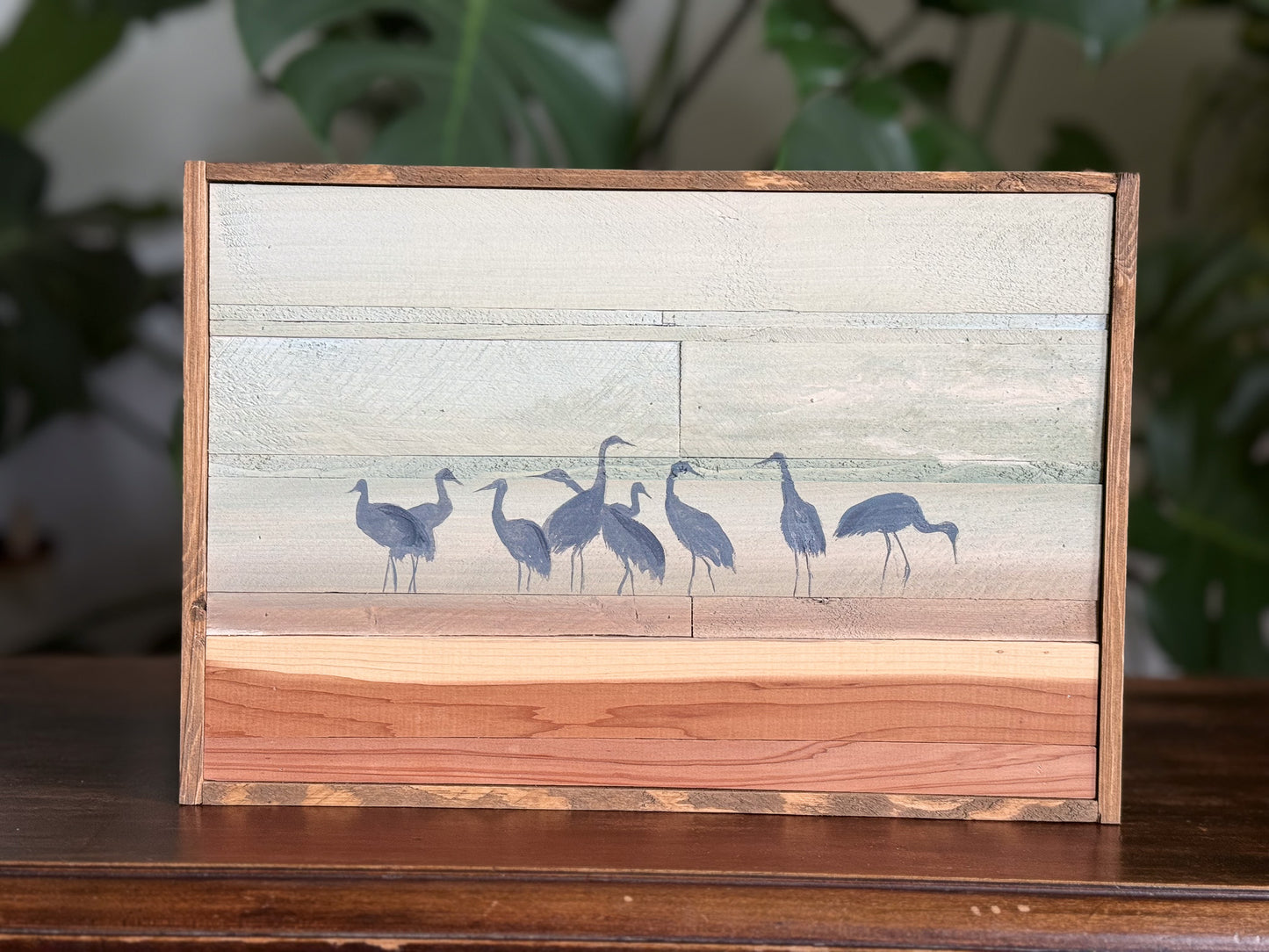 Wood Landscape "Cranes in the Still Hour"