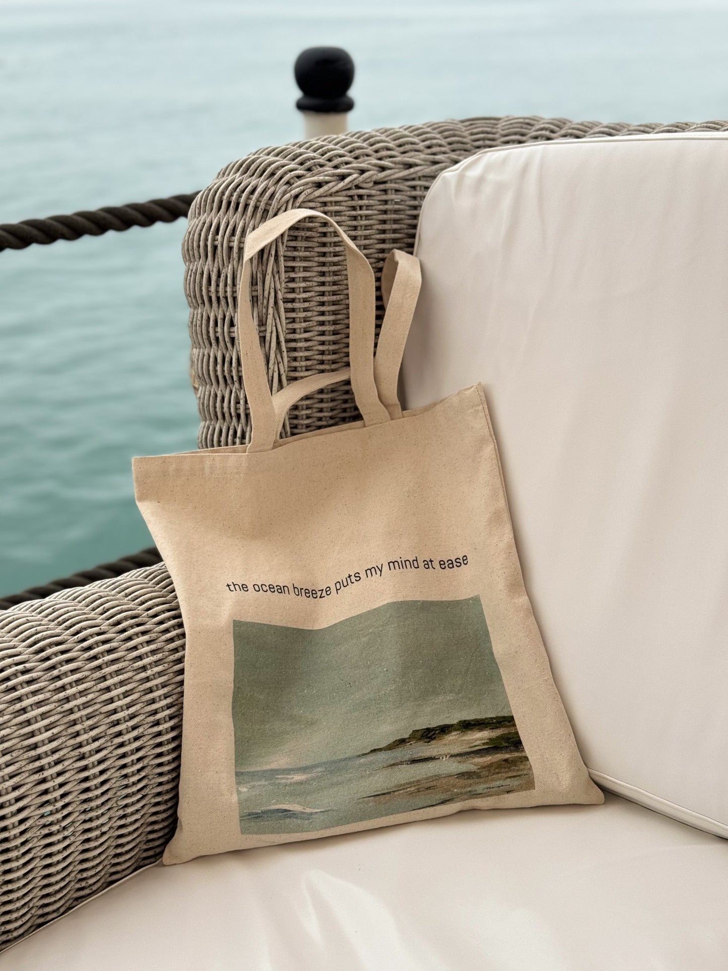 Ocean Breeze Cotton Canvas Tote Bag
