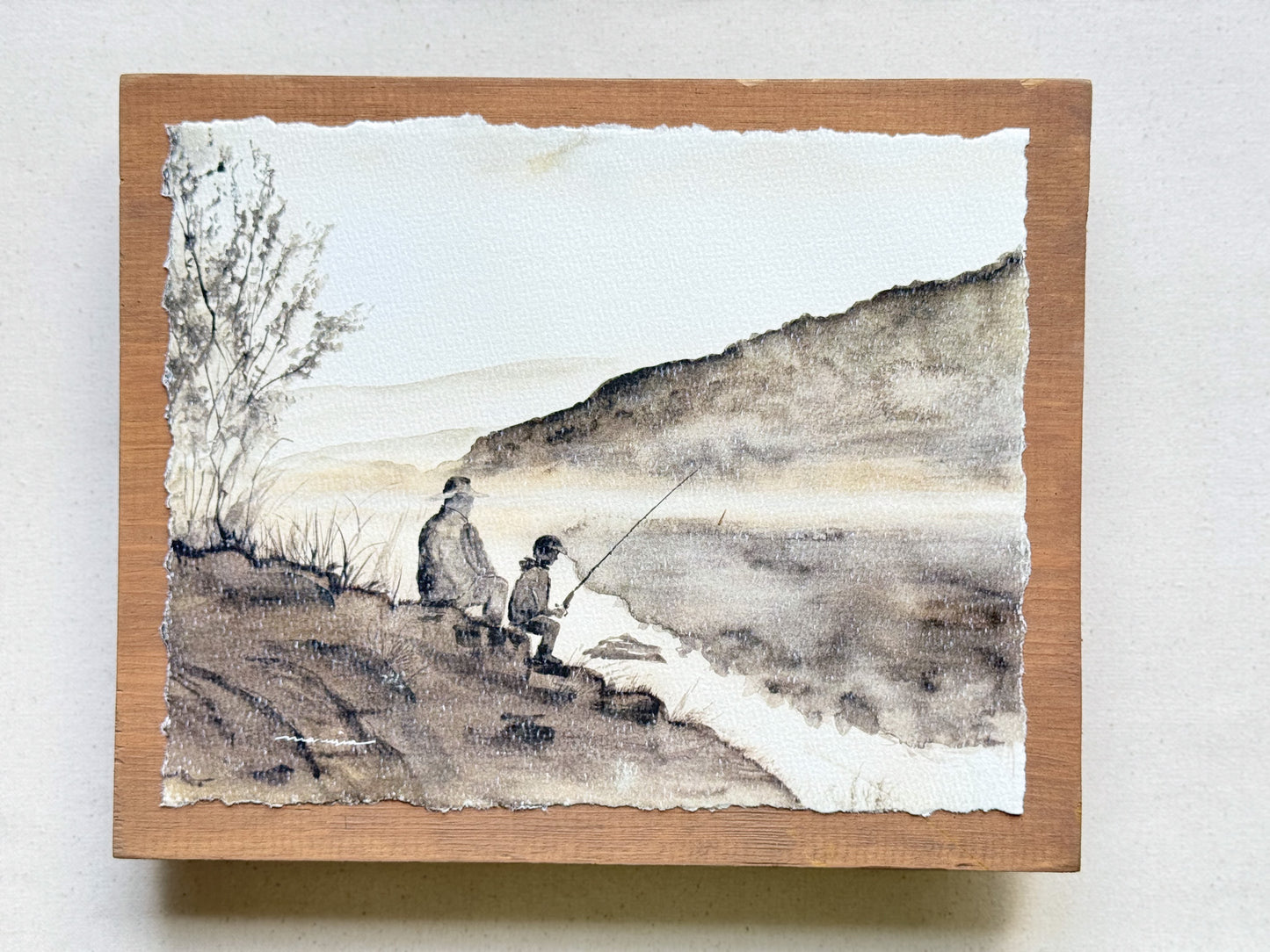 Fishing. Watercolor print