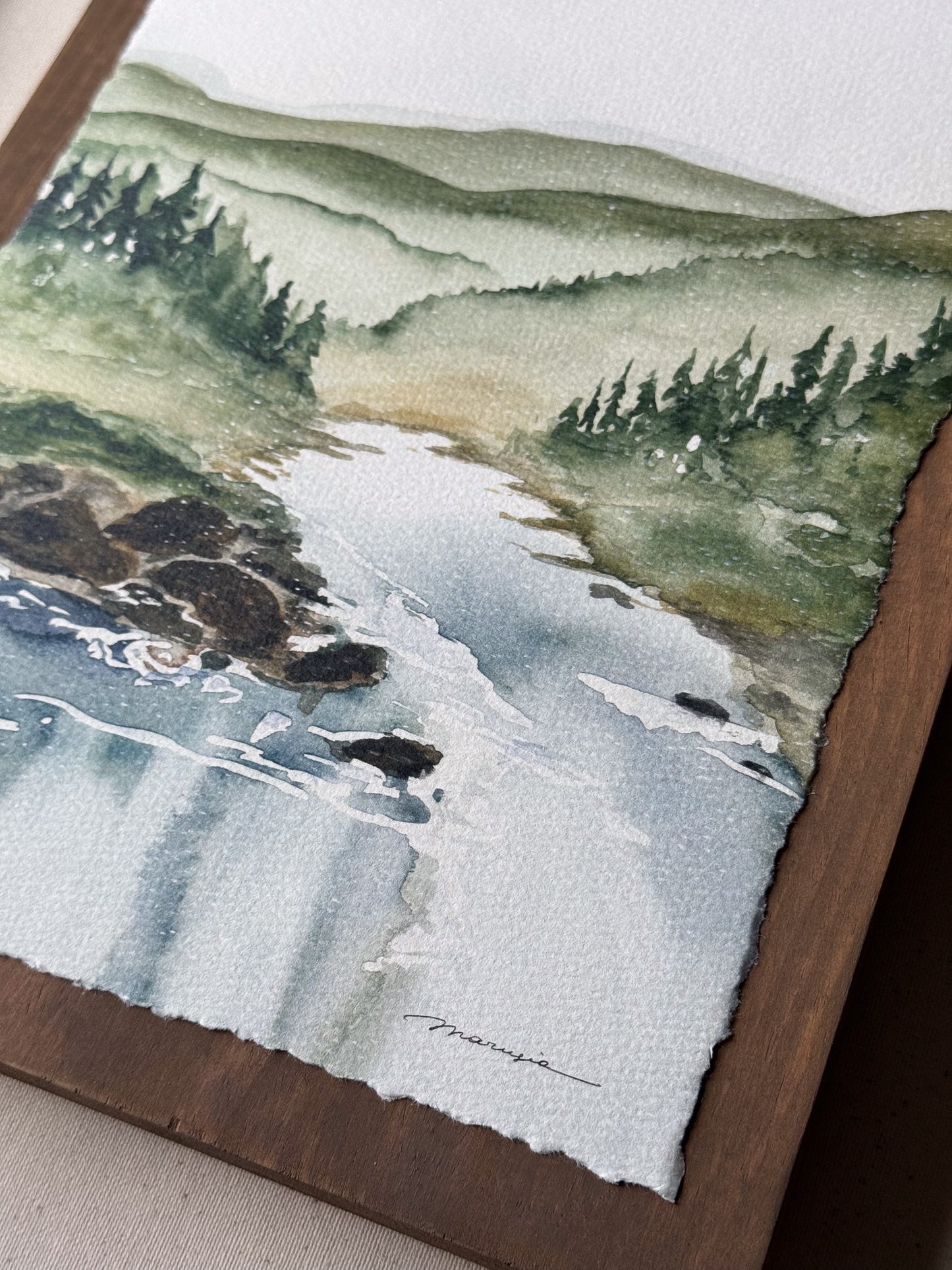 Serenity Along the River. Watercolor print