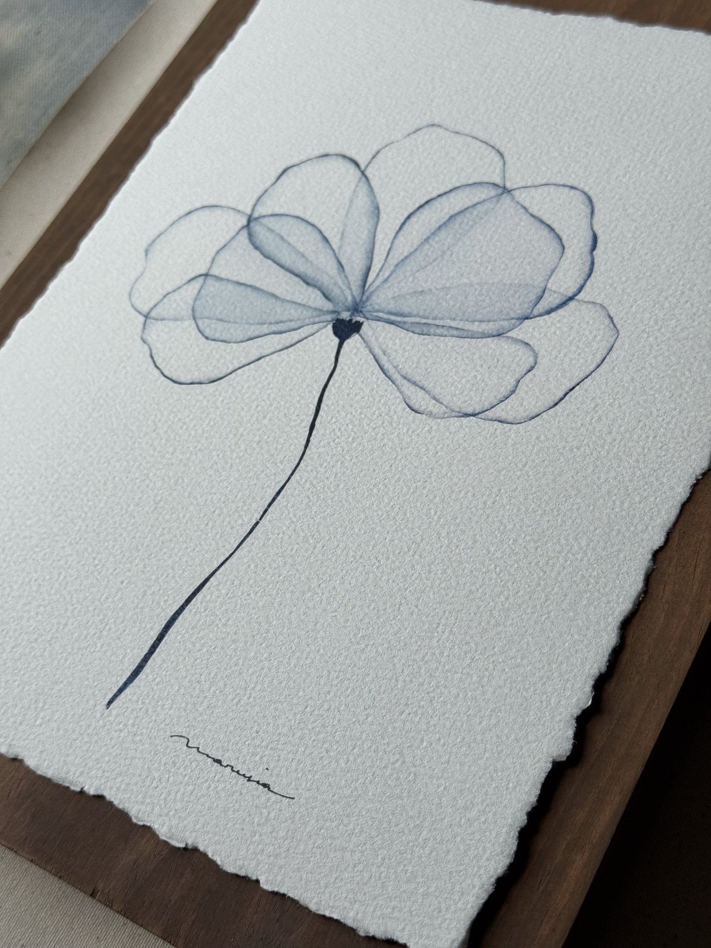 Delicate Blue Petals. Watercolor print