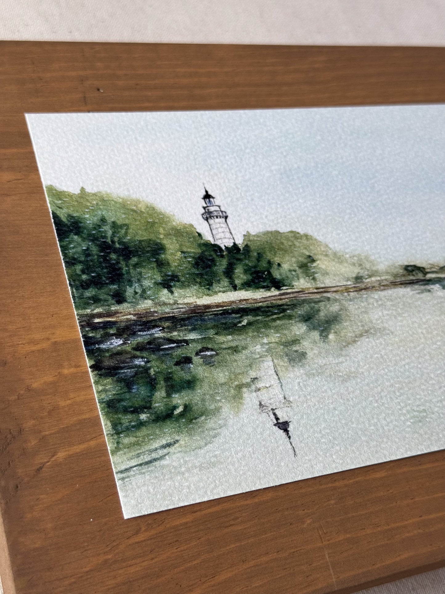 Lighthouse Reflection. Watercolor print