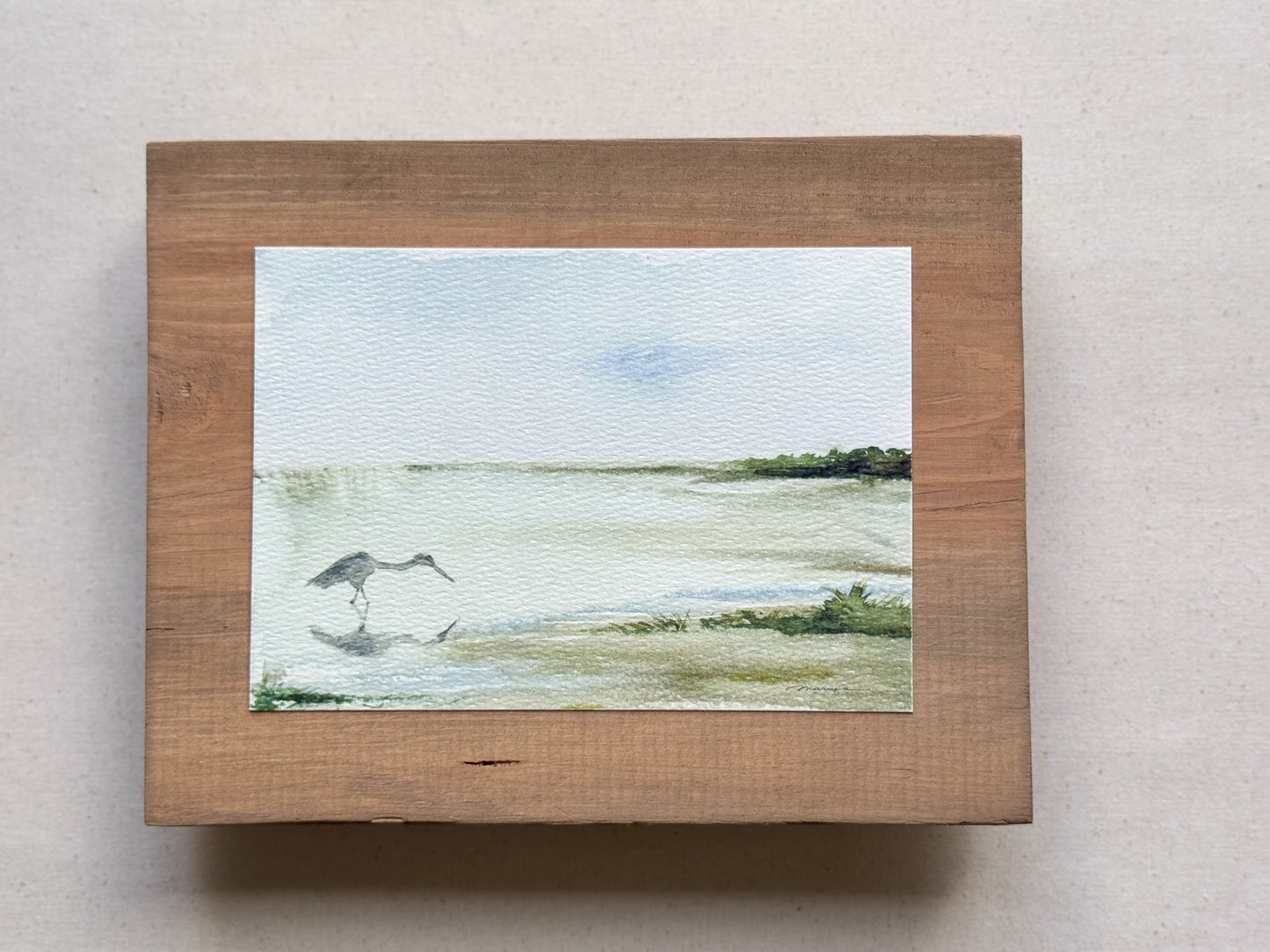 Heron's Reflections: Mirrors of Peace. Watercolor print