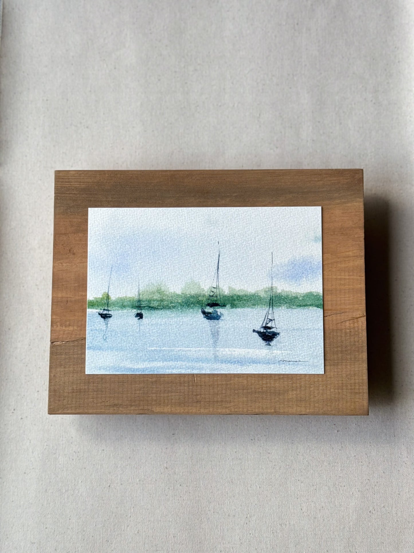 Peaceful Marina. Watercolor print