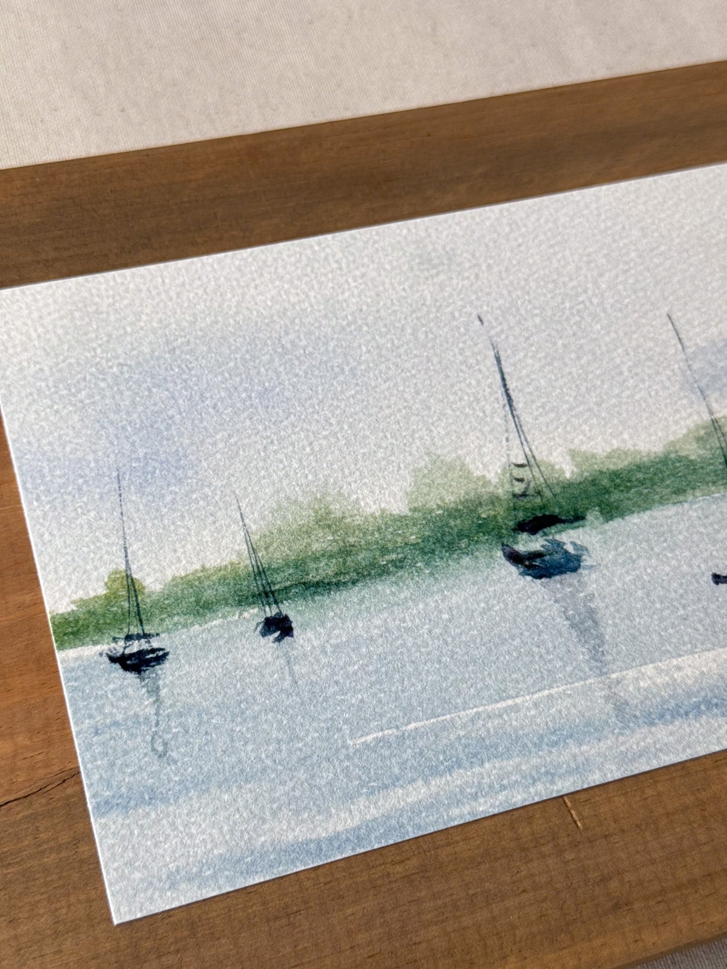 Peaceful Marina. Watercolor print