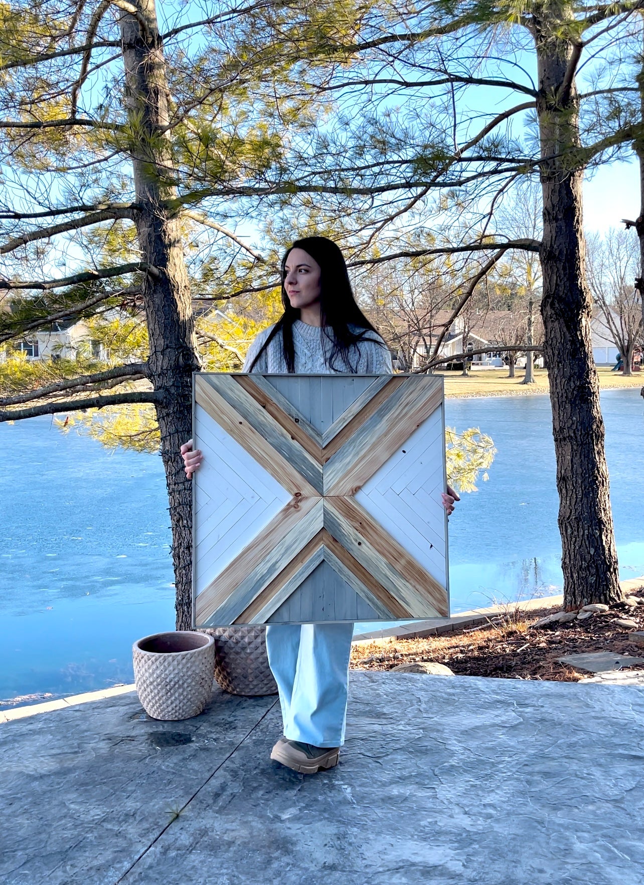 Essential Oil Wood Wall Art "Blue Pine"